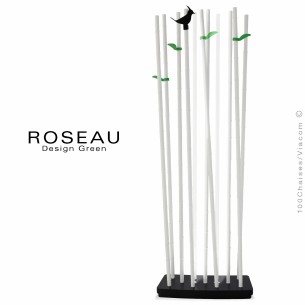 Module séparateur décoratif lumineux ROSEAU, tiges couleur blanche, socle MDF noir.