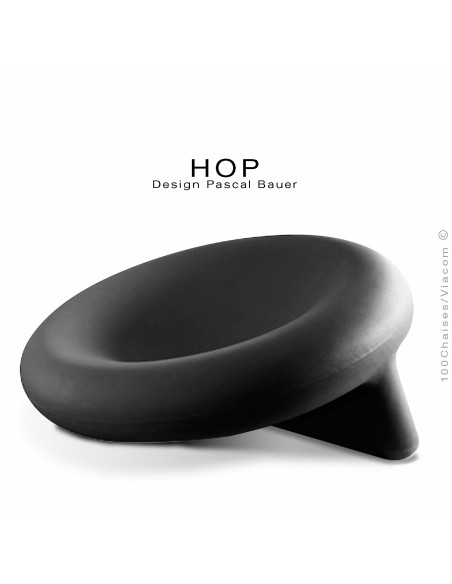 Fauteuil assise basse lounge confort HOP, structure plastique couleur noir.