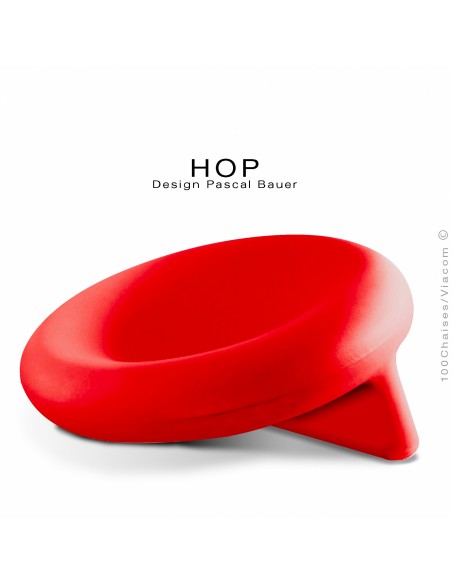 Fauteuil assise basse lounge confort HOP, structure plastique couleur rouge.