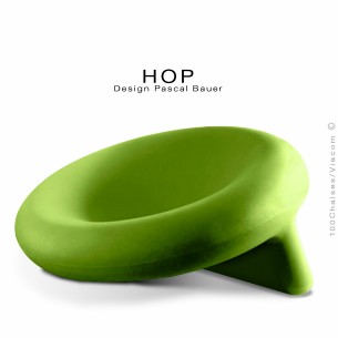 Fauteuil assise basse lounge confort HOP, structure plastique couleur vert Anis.