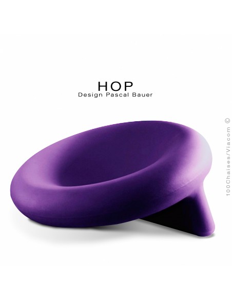 Fauteuil assise basse lounge confort HOP, structure plastique couleur violet.