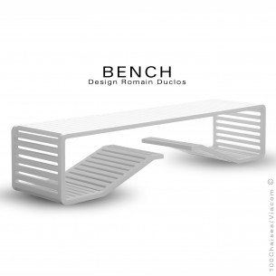 Banc en aluminium BENCH, destination indoor-outdoor, peinture couleur blanche.