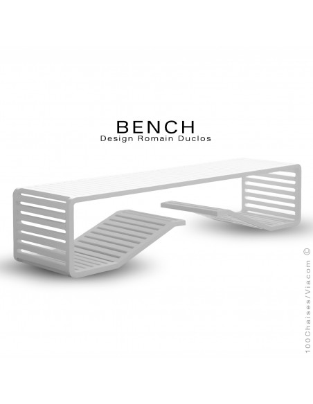 Banc en aluminium BENCH, destination indoor-outdoor, peinture couleur blanche.