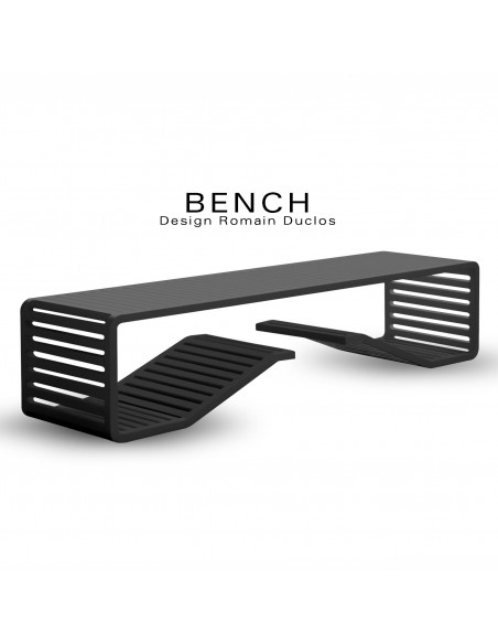 Banc en aluminium BENCH, destination indoor-outdoor, peinture couleur noir.