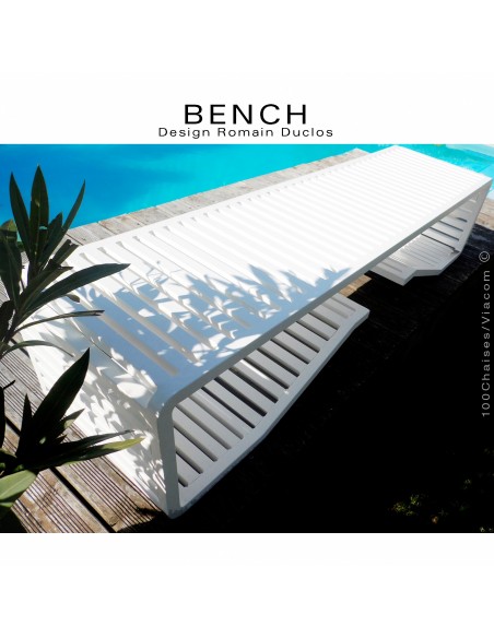 Banc en aluminium BENCH, destination indoor-outdoor, peinture au choix suivant gamme RAL.