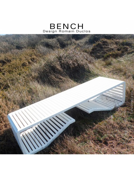 Banc en aluminium BENCH, destination indoor-outdoor, peinture au choix suivant gamme RAL.