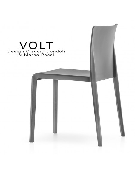 Chaise plastique pour terrasse et restaurant VOLT, structure plastique, empilable, couleur gris foncé..