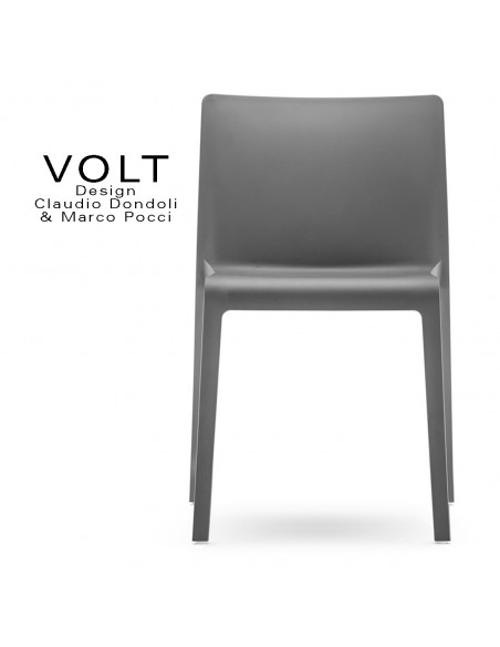 Chaise plastique pour terrasse et restaurant VOLT, structure plastique, empilable, couleur gris foncé..