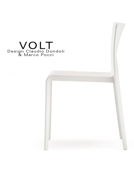 Chaise plastique pour terrasse et restaurant VOLT, structure plastique, empilable, couleur blanche.