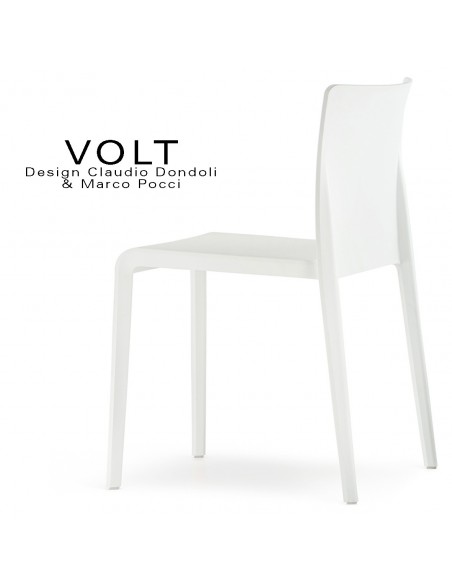 Chaise plastique pour terrasse et restaurant VOLT, structure plastique, empilable, couleur blanche.