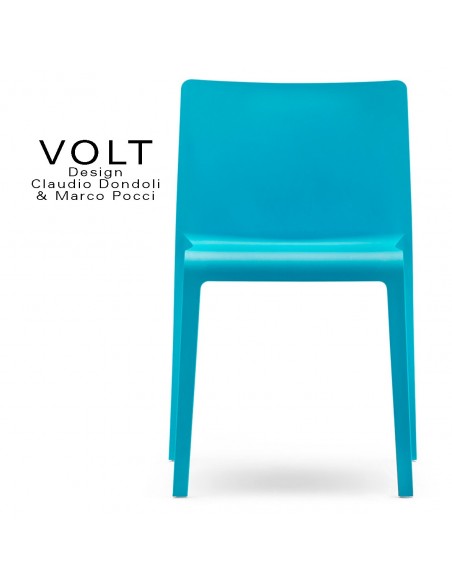 Chaise plastique pour terrasse et restaurant VOLT, structure plastique, empilable, couleur bleu.