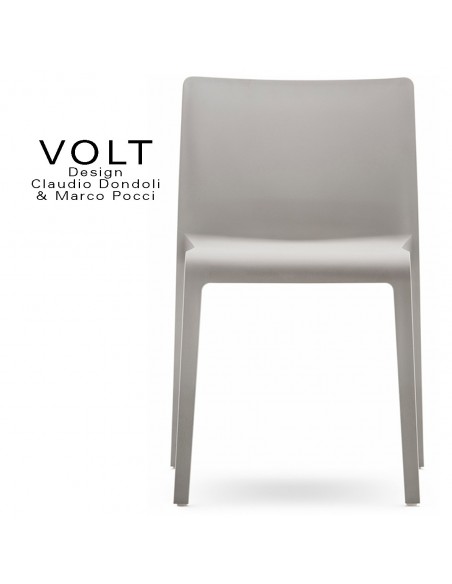 Chaise plastique pour terrasse et restaurant VOLT, structure plastique, empilable, couleur gris clair ou sable.