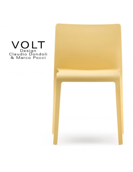 Chaise plastique pour terrasse et restaurant VOLT, structure plastique, empilable, couleur jaune.