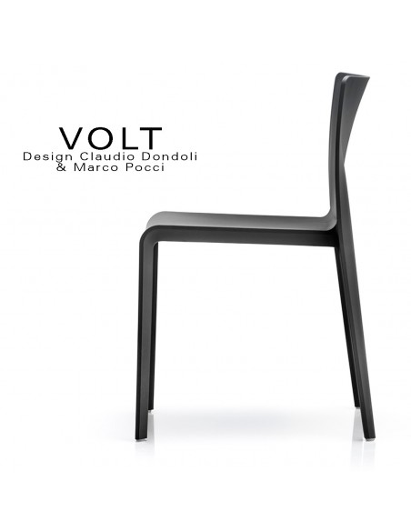 Chaise plastique pour terrasse et restaurant VOLT, structure plastique, empilable, couleur noire.