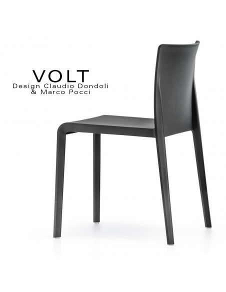 Chaise plastique pour terrasse et restaurant VOLT, structure plastique, empilable, couleur noire.