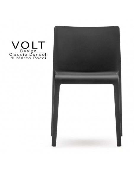 Chaise plastique pour terrasse et restaurant VOLT, structure plastique, empilable, couleur noire.
