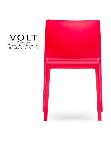 Chaise plastique pour terrasse et restaurant VOLT, structure plastique, empilable, couleur rouge.