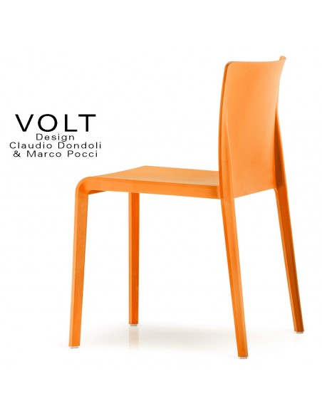 Chaise plastique pour terrasse et restaurant VOLT, structure plastique, empilable, couleur orange.