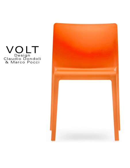 Chaise plastique pour terrasse et restaurant VOLT, structure plastique, empilable, couleur orange.