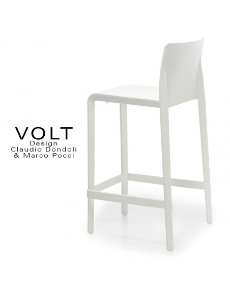 Tabouret plastique de cuisine ou îlot central VOLT, structure polypropylène de couleur blanche.