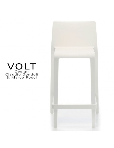 Tabouret plastique de cuisine ou îlot central VOLT, structure polypropylène de couleur blanche.