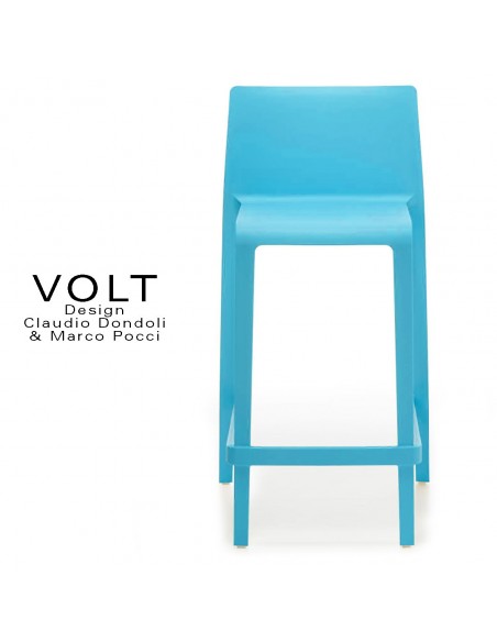 Tabouret plastique de cuisine ou îlot central VOLT, structure polypropylène de couleur bleue.