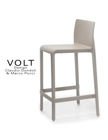 Tabouret plastique de cuisine ou îlot central VOLT, structure polypropylène de couleur gris clair ou sable..