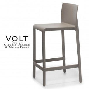 Tabouret plastique de cuisine ou îlot central VOLT, structure polypropylène de couleur gris foncé.