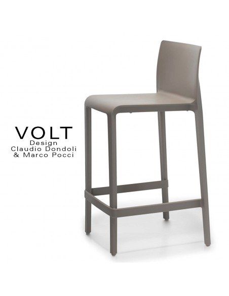 Tabouret plastique de cuisine ou îlot central VOLT, structure polypropylène de couleur gris foncé.