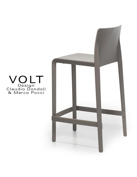 Tabouret plastique de cuisine ou îlot central VOLT, structure polypropylène de couleur gris foncé.