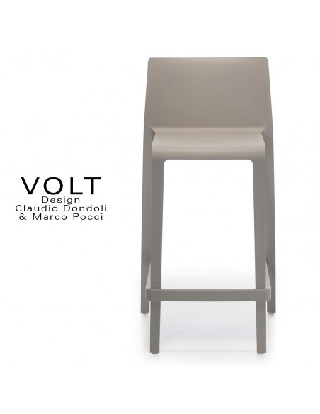 Tabouret plastique de cuisine ou îlot central VOLT, structure polypropylène de couleur gris foncé.