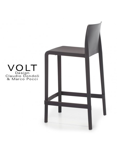 Tabouret plastique de cuisine ou îlot central VOLT, structure polypropylène de couleur noire.