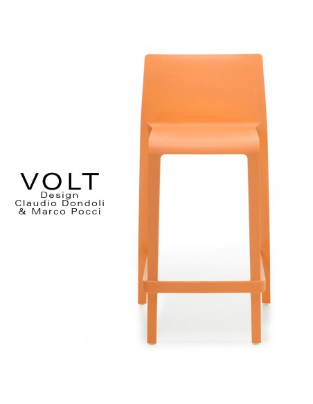 Tabouret plastique de cuisine ou îlot central VOLT, structure polypropylène de couleur orange.