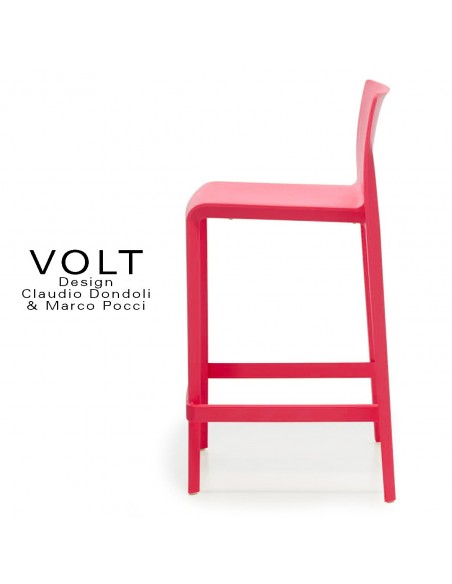 Tabouret plastique de cuisine ou îlot central VOLT, structure polypropylène de couleur rougee.