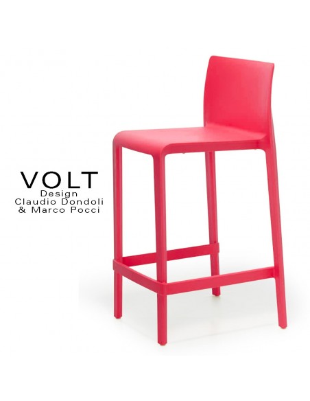 Tabouret plastique de cuisine ou îlot central VOLT, structure polypropylène de couleur rougee.