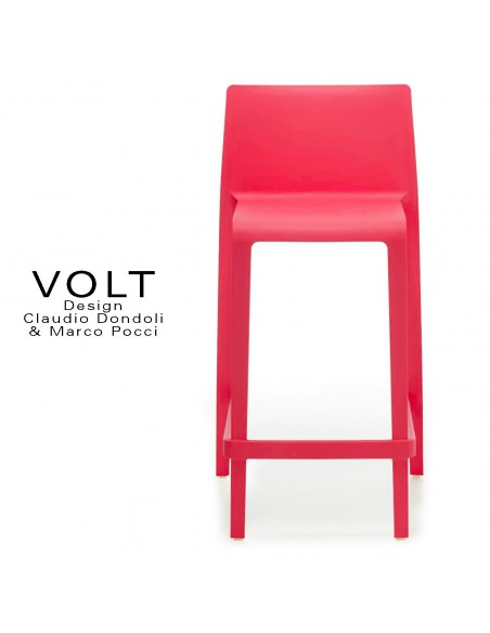 Tabouret plastique de cuisine ou îlot central VOLT, structure polypropylène de couleur rougee.