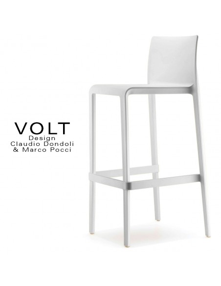 Tabouret de bar plastique VOLT, structure polypropylène de couleur blanche.