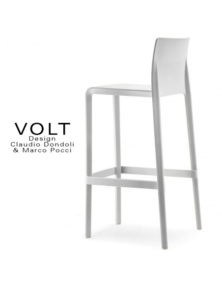 Tabouret de bar plastique VOLT, structure polypropylène de couleur blanche.