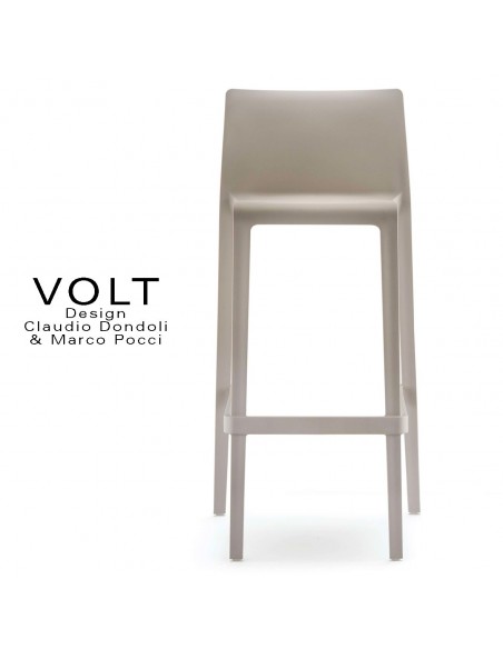 Tabouret de bar plastique VOLT, structure polypropylène de couleur gris clair ou sable.