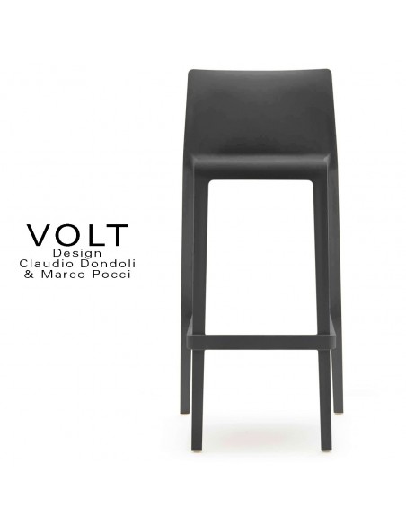 Tabouret de bar plastique VOLT, structure polypropylène de couleur noire.