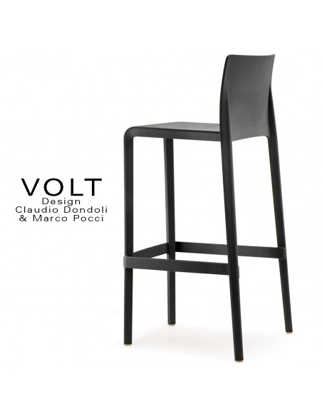 Tabouret de bar plastique VOLT, structure polypropylène de couleur noire.