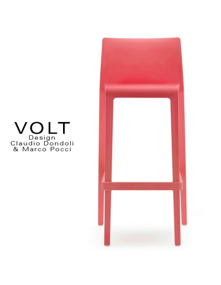 Tabouret de bar plastique VOLT, structure polypropylène de couleur rouge.