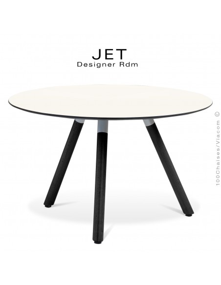Table d'appoint ronde JET, piétement peint noir, plateau stratifier couleur blanc