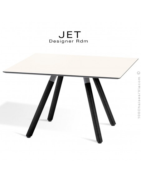 Table d'appoint carré JET, piétement peint noir, plateau stratifier couleur blanc