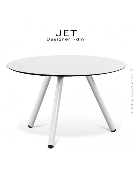 Table d'appoint ronde JET, piétement acier peint blanc, plateau couleur blanc