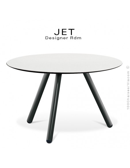 Table d'appoint ronde JET, piétement acier peint noir, plateau couleur blanc