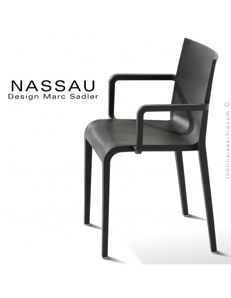 Fauteuil pour hôtel, restaurant, jardin NASSAU structure plastique couleur noir