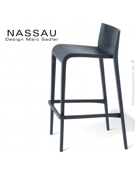 Tabouret pour hôtel, restaurant, bar, snack ou jardin NASSAU structure plastique couleur anthracite