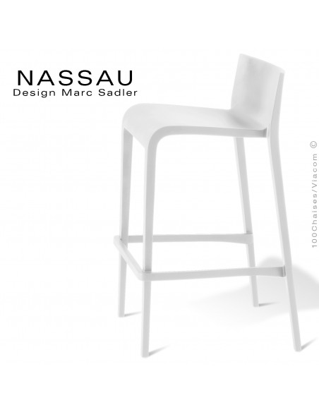 Tabouret pour hôtel, restaurant, bar, snack ou jardin NASSAU structure plastique couleur blanc