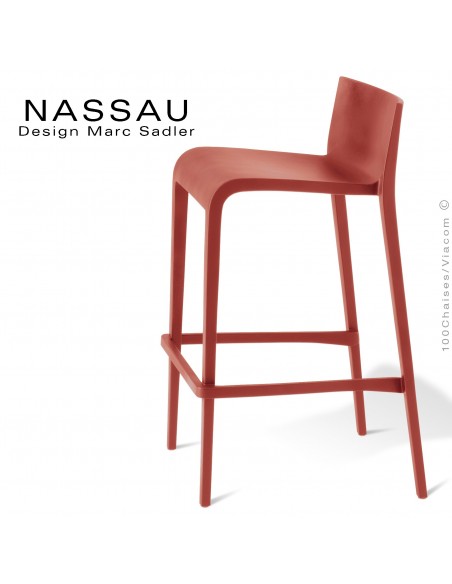 Tabouret pour hôtel, restaurant, bar, snack ou jardin NASSAU structure plastique couleur rouge Marsala